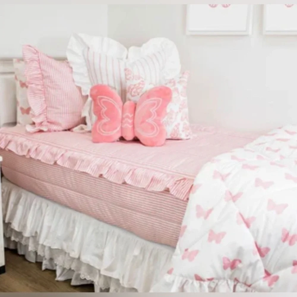 Beddy’s Flutterby King Striped Minky Comforter & Sham Pillow Case Bedding Set